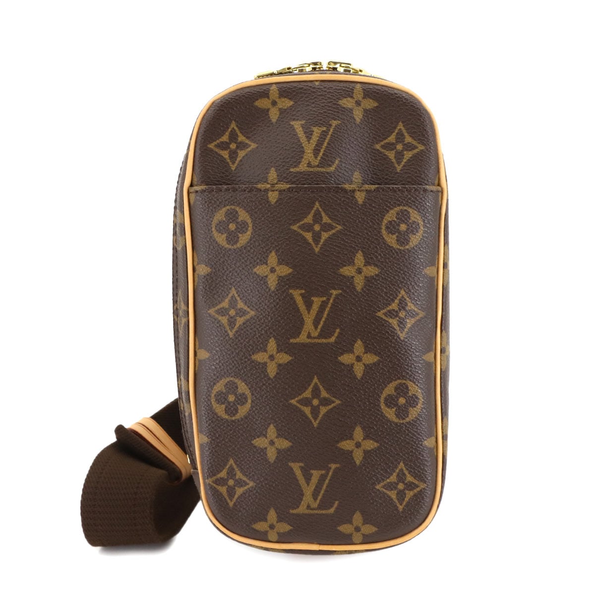 LOUIS VUITTON モノグラム ポシェット ガンジュ ボディ バッグ ブラウン M51870 ゴールド 金具 Pochette Gange ルイ ヴィトン 90304882