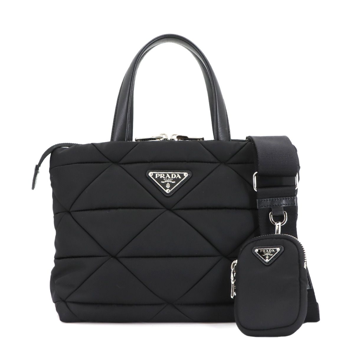 PRADA 2way トート ショルダー バッグ レザー ファー ブラック Tote