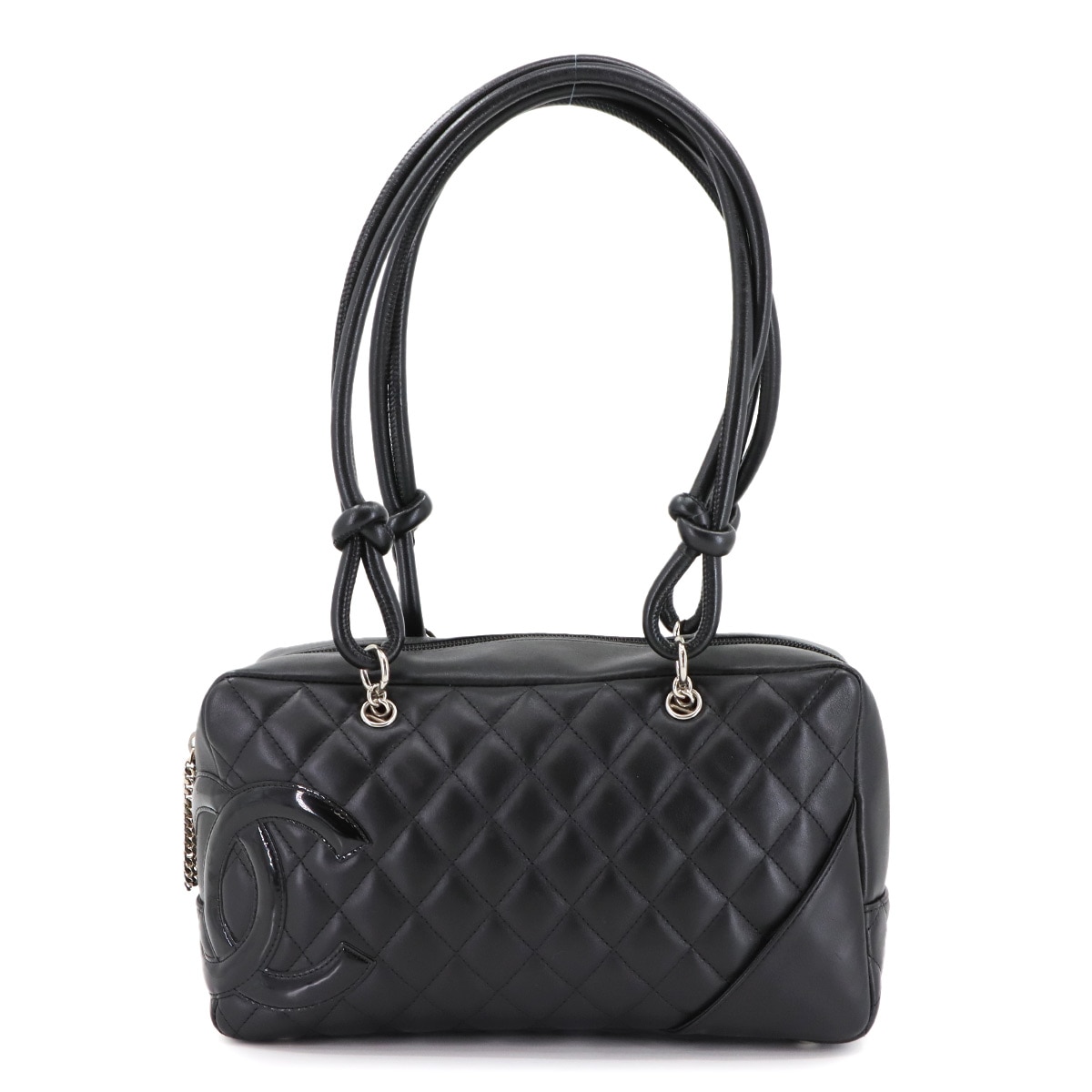 CHANEL カンボンライン ボーリング ショルダー バッグ レザー ブラック A25171 シルバー 金具 Cambon Bowling Bag シャネル 90305691