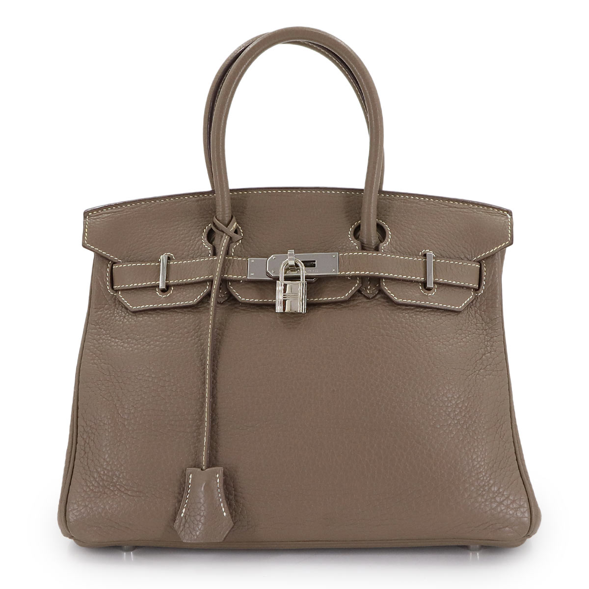 HERMES バーキン30 トリヨンクレマンス エトゥープ ハンド バッグ □K刻印 シルバー 金具 Birkin エルメス 90306282