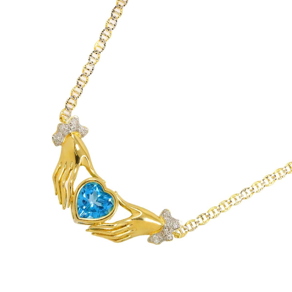 ブルートパーズ ダイヤ ネックレス 43.5cm K18 YG イエローゴールド 750 Topaz Necklace 90302381