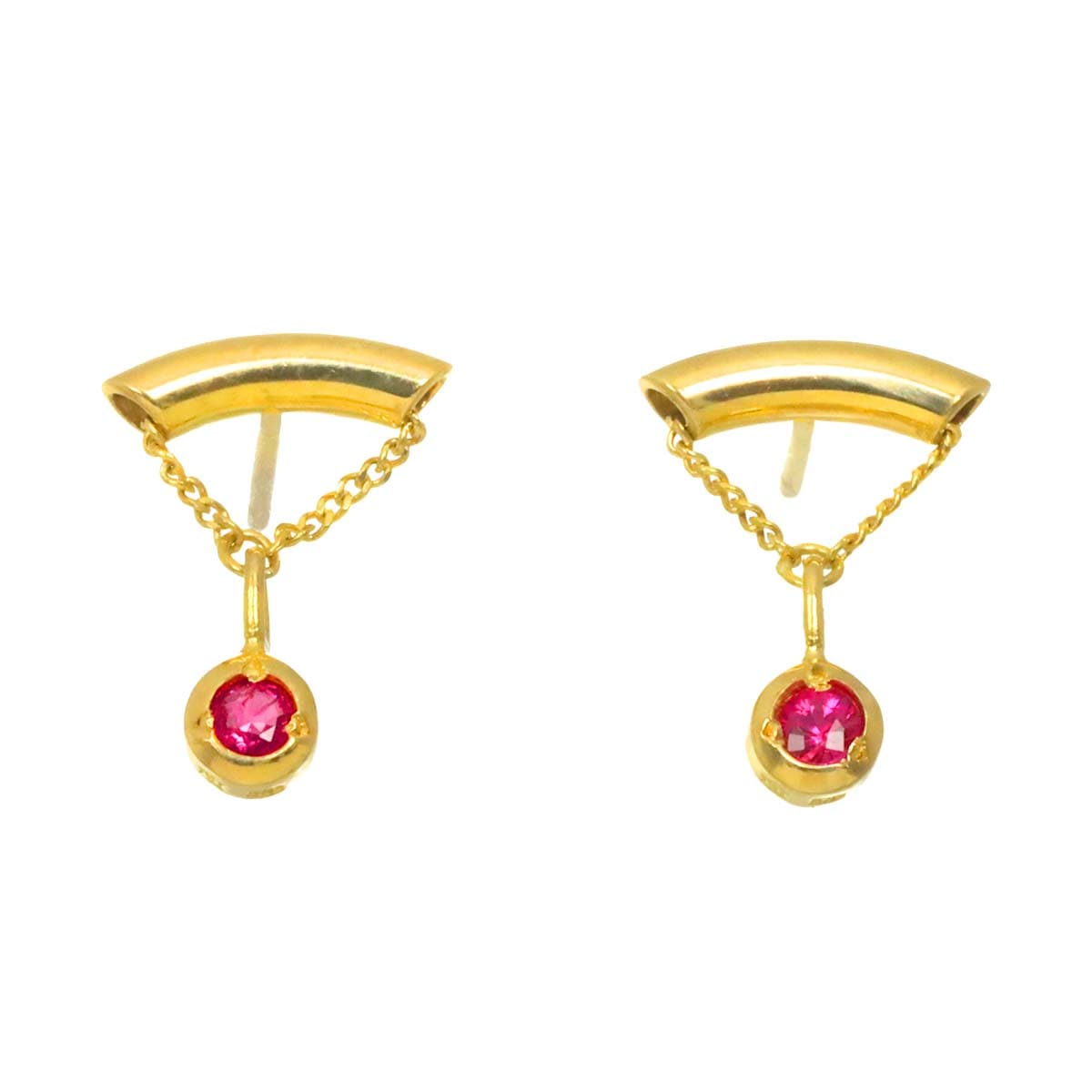 ルビー ピアス K18 YG イエローゴールド 750 Ruby Earrings Pierced 90305591