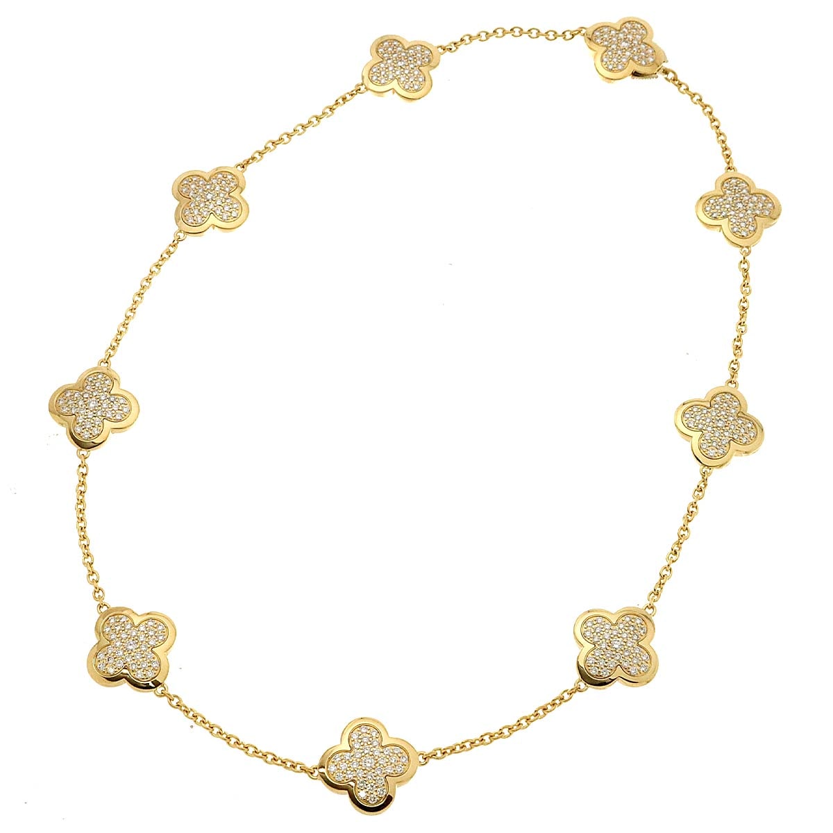 Van Cleef & Arpels ピュア アルハンブラ パヴェ ダイヤ 9P ネックレス 40cm K18 YG 750 Pure Alhambra Necklace ヴァンクリーフ & アーペル 90303669