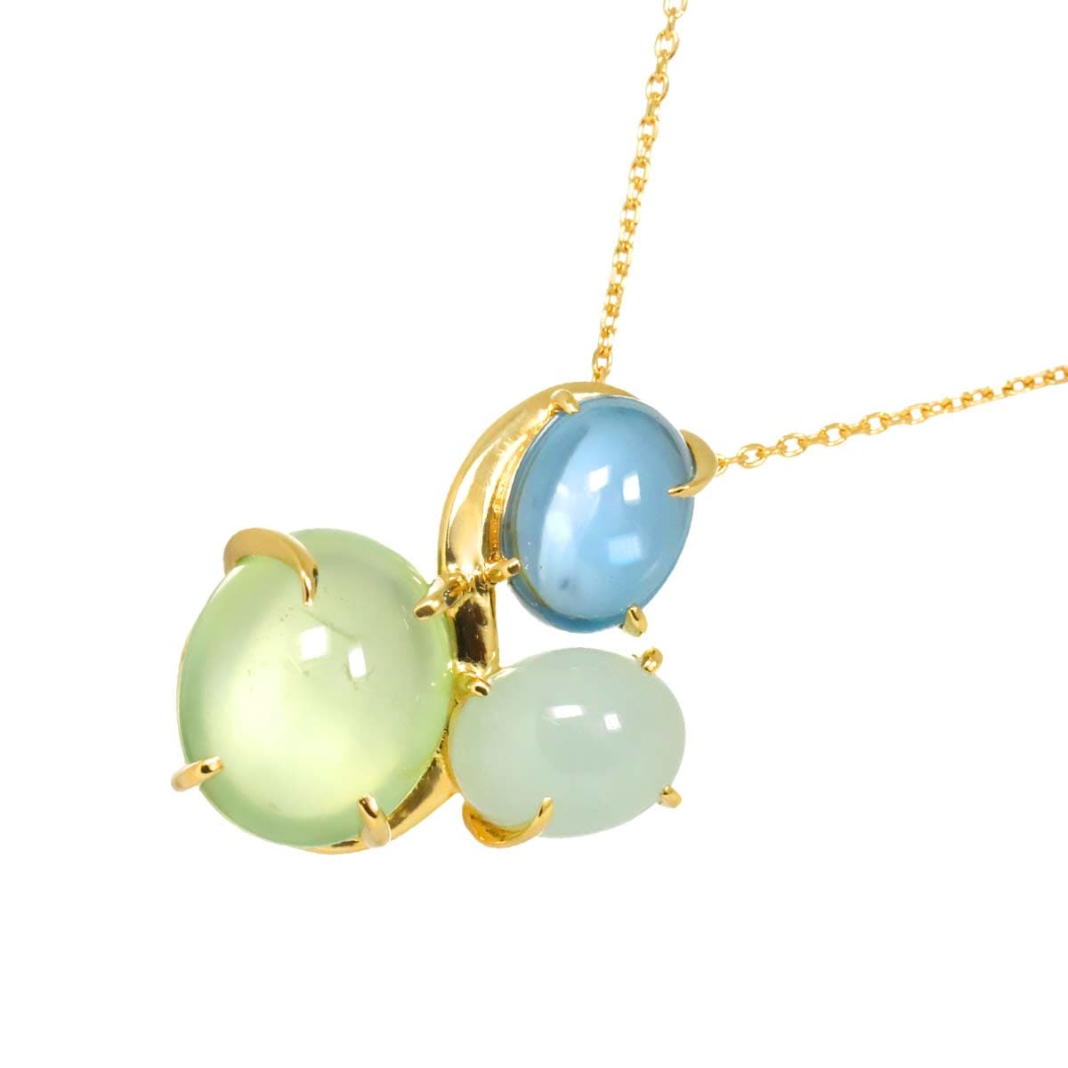 TASAKI プレナイト ブルートパーズ クォーツ ネックレス 50cm K18 YG イエローゴールド 750 田崎真珠 Necklace タサキ 90303992