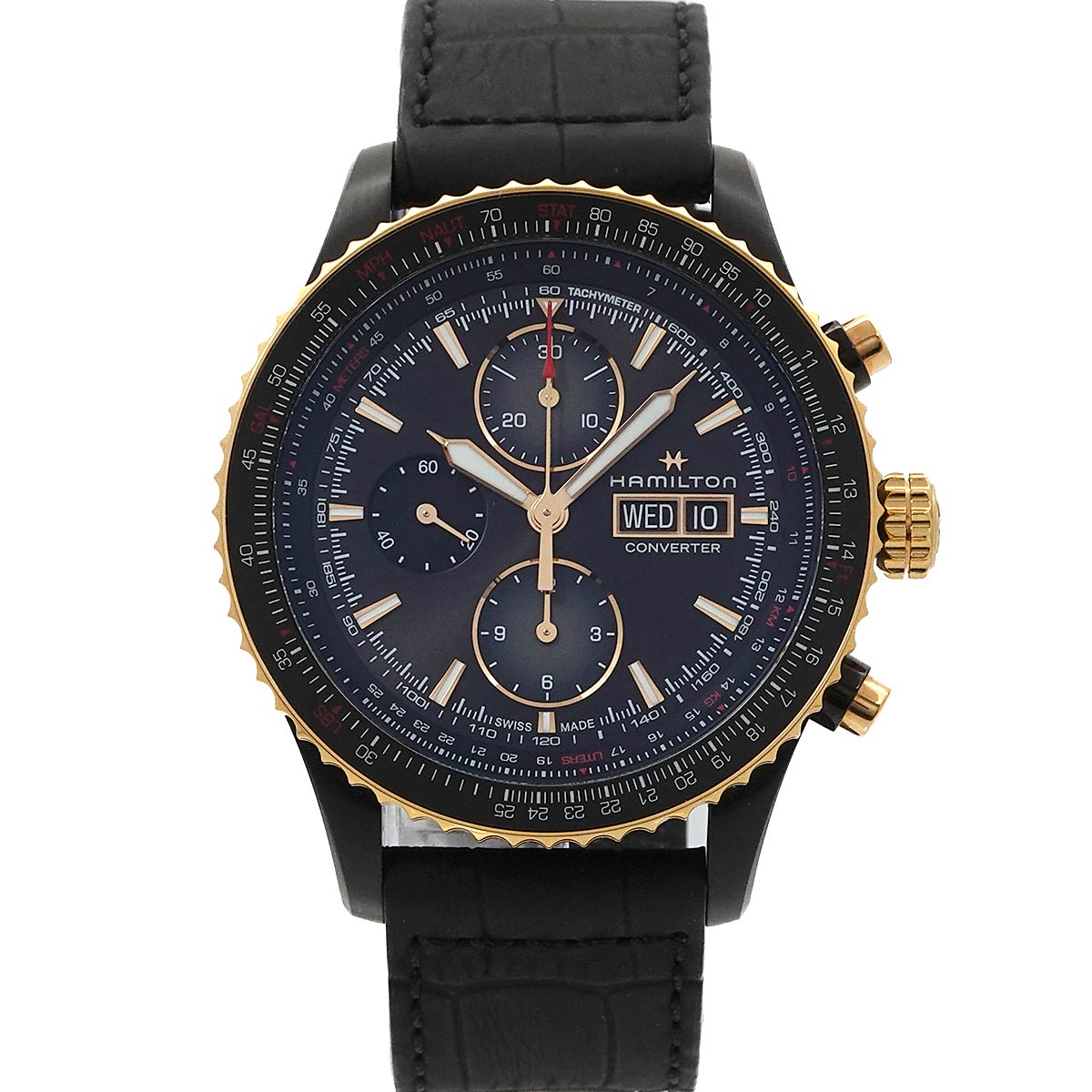 HAMILTON カーキ アビエーション コンビ H767360 クロノグラフ メンズ 腕時計 ブラック 自動巻き Khaki ハミルトン 90303474