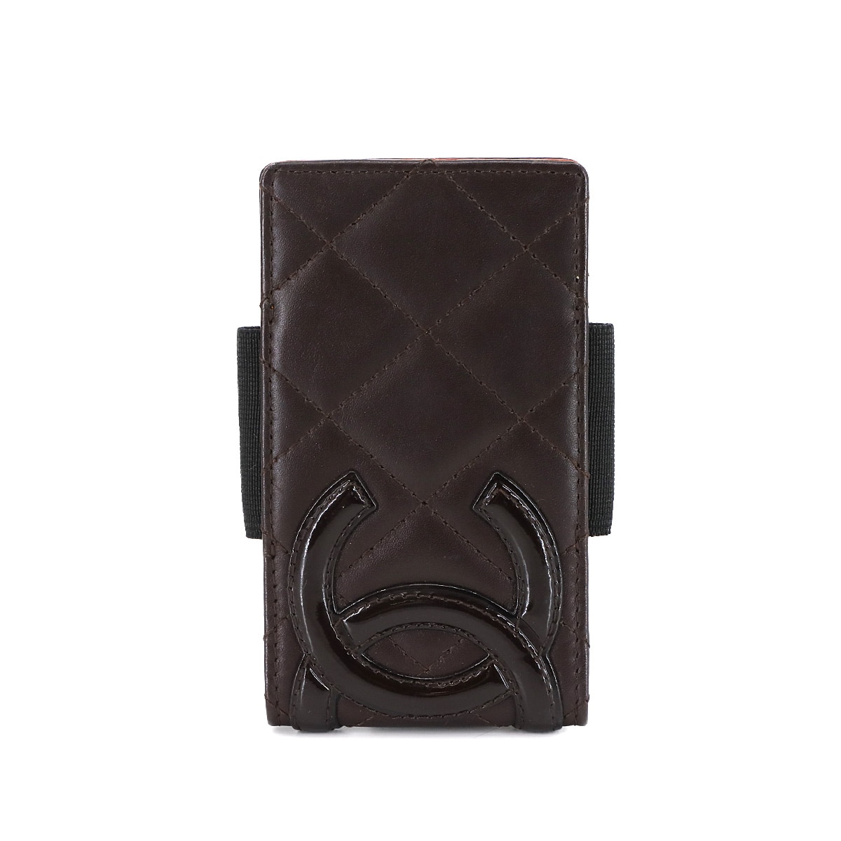 CHANEL カンボンライン iPod ケース レザー エナメル ブラウン Cambon iPod Case シャネル 90305692
