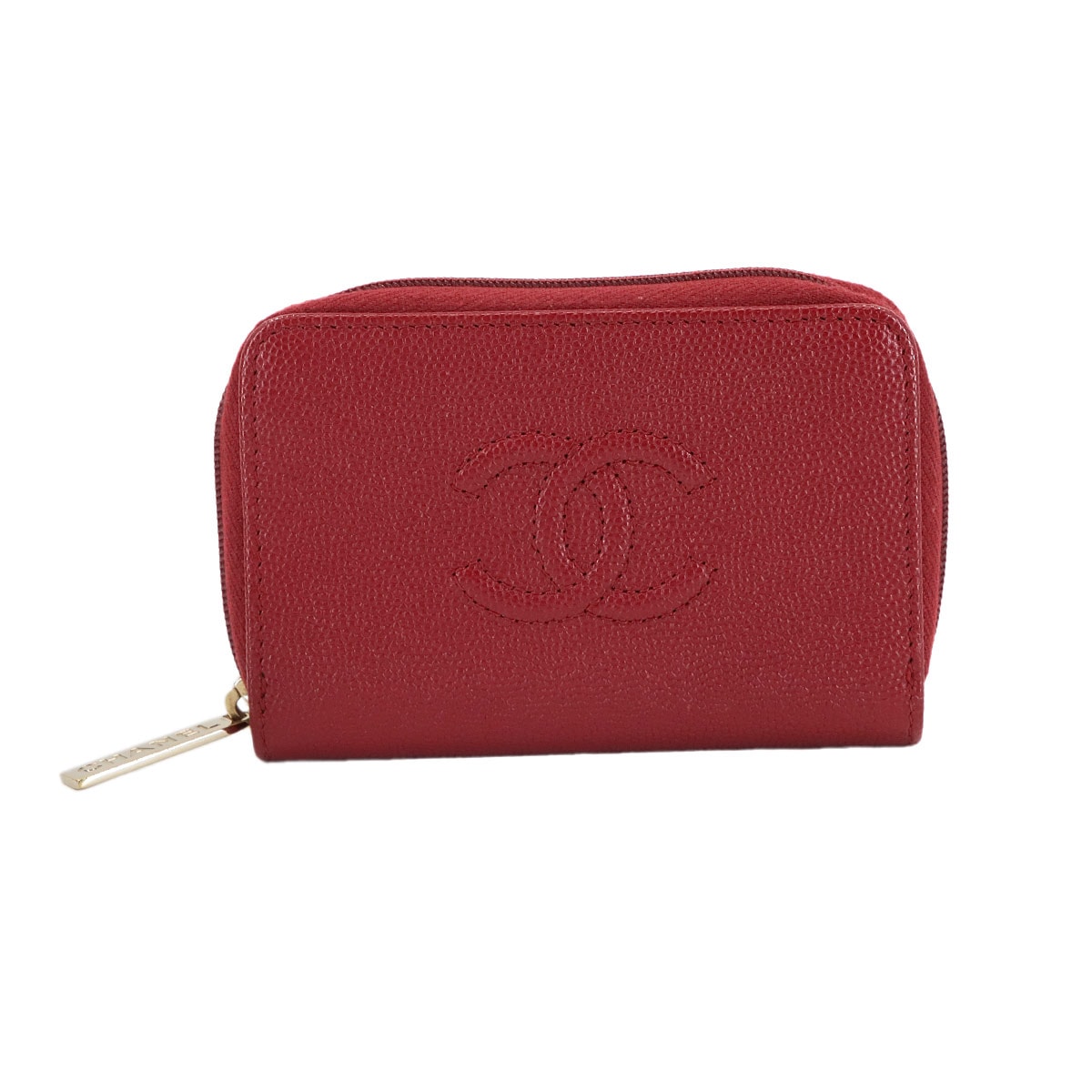 CHANEL キャビアスキン コインケース 小銭入れ レザー レッド ココマーク A68890 ゴールド 金具 Coin Purse シャネル 90306212