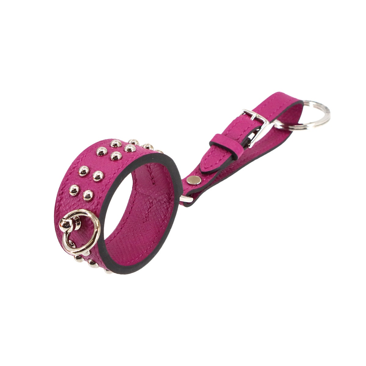 HERMES コリエドシアン アノー バッグ チャーム エプソン ローズパープル C刻印 シルバー 金具 Collier De Chien Anneaux エルメス 90306490