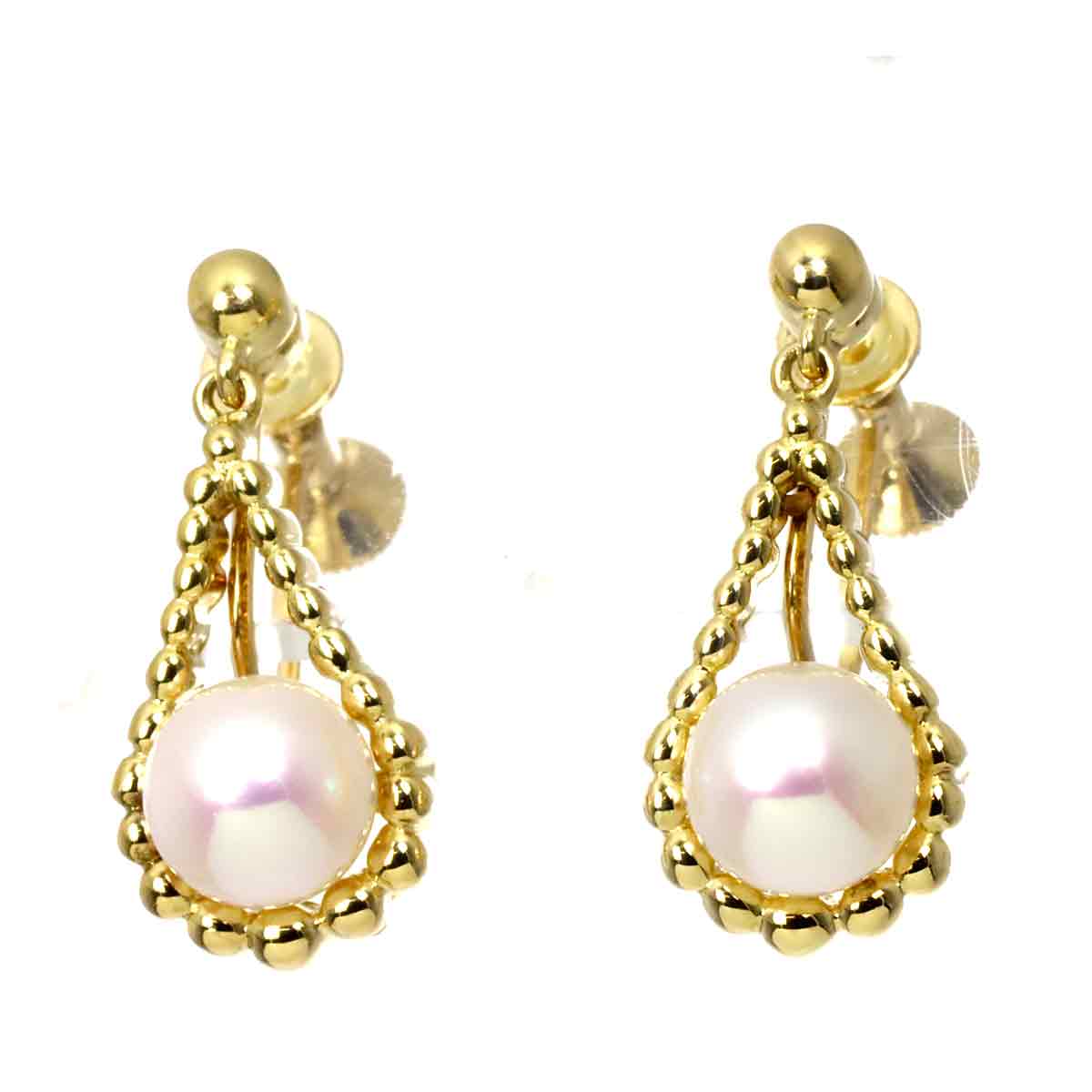 MIKIMOTO アコヤ真珠 6.1mm イヤリング K18 YG イエローゴールド 750 パール Earrings ミキモト 90303329