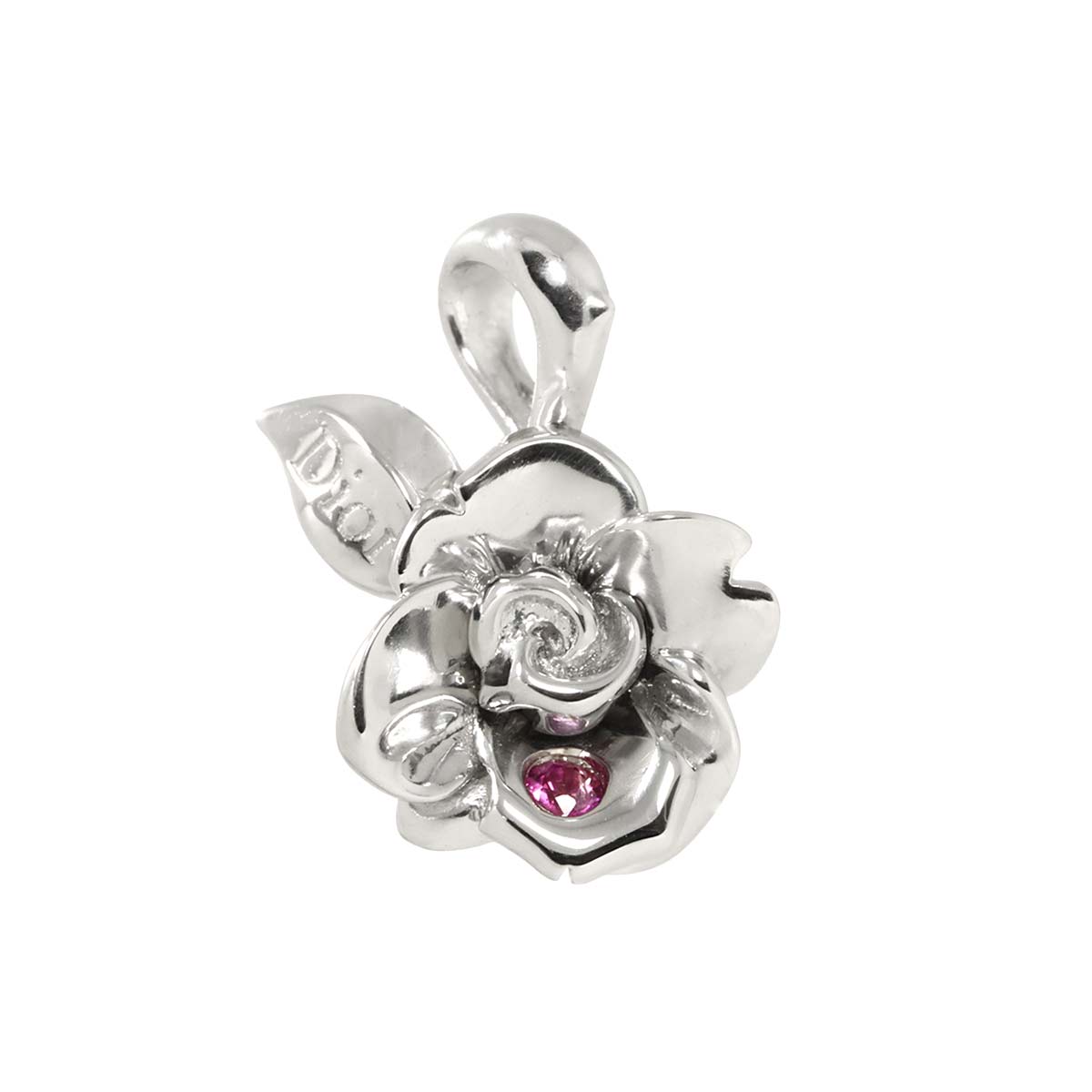 Christian Dior ルビー ペンダント トップ K18 WG ホワイトゴールド 750 花 Pendant Top クリスチャン ディオール 90304665