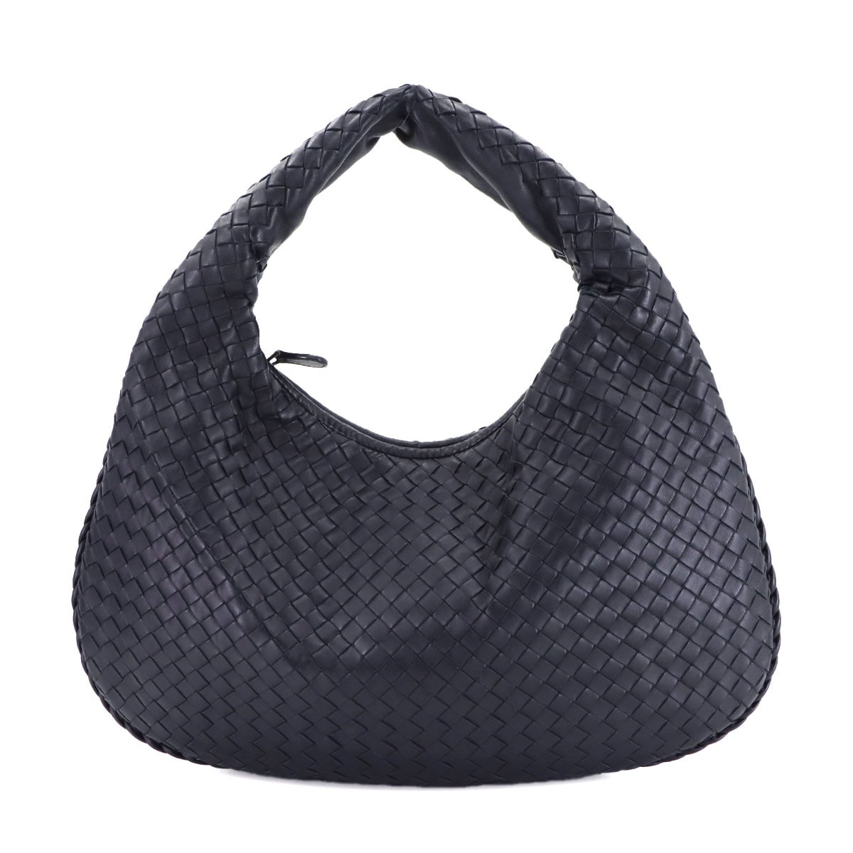 BOTTEGA VENETA イントレチャート ワンショルダー バッグ レザー ネイビー 115653 ガンメタ 金具 Shoulder Bag ボッテガ ヴェネタ 90306044