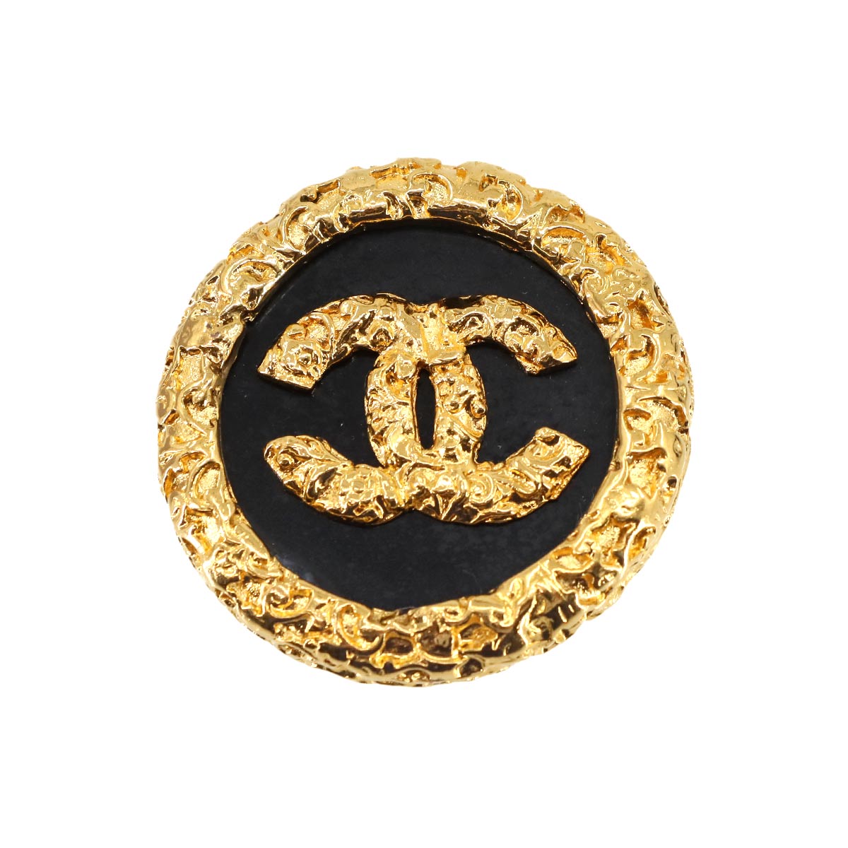CHANEL ココマーク ブローチ ラウンド型 ゴールド ブラック 93A アクセサリー ヴィンテージ Vintage Brooch シャネル 90306196