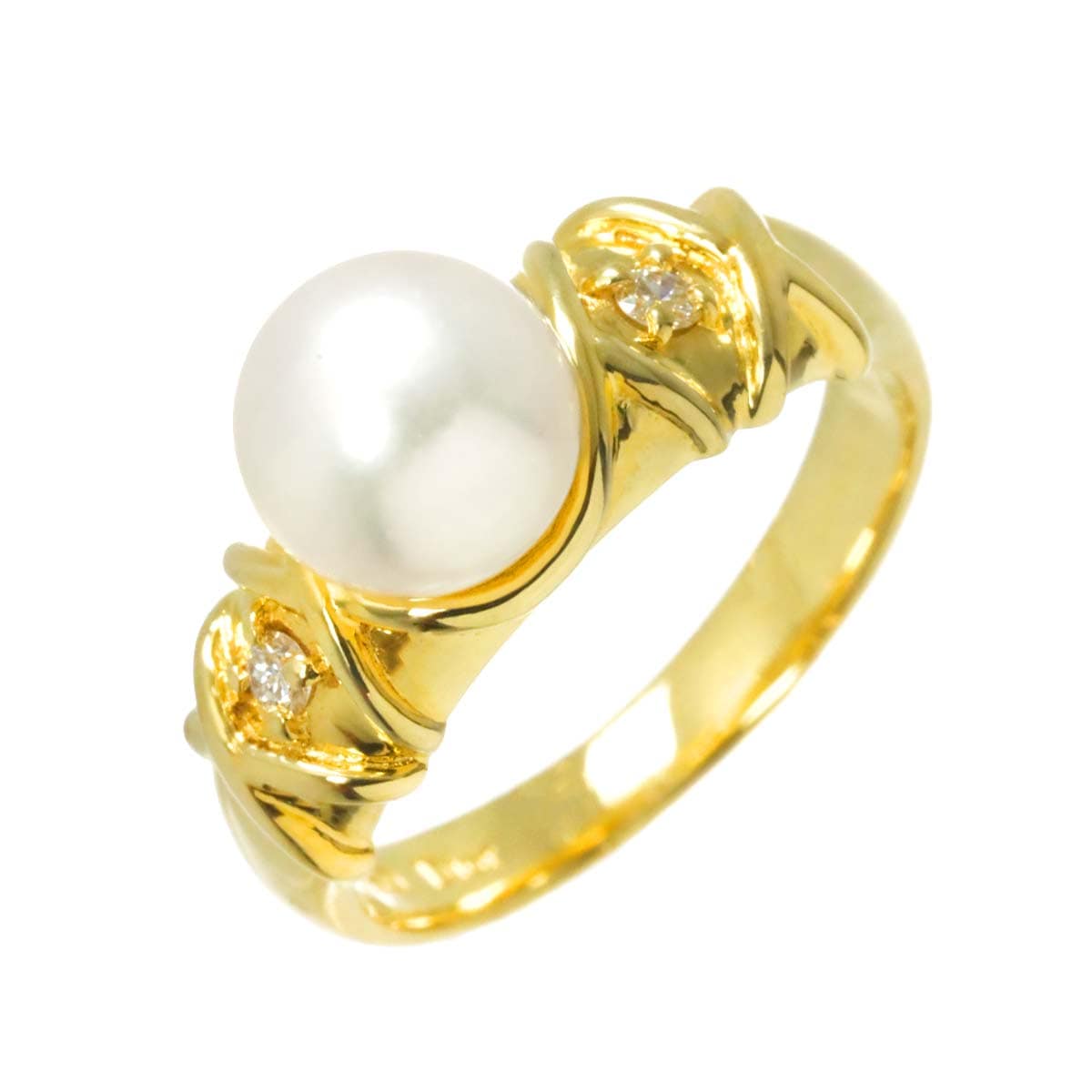 Dior リング 12号 アコヤ真珠 7.6mm ダイヤ K18 YG イエローゴールド パール 指輪 Akoya Pearl Ring ディオール 90303999