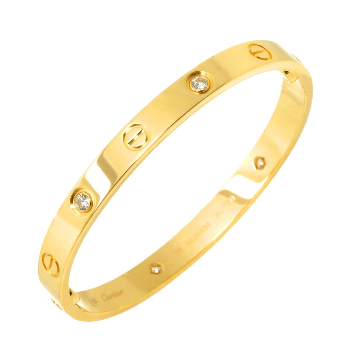 Cartier ラブ ブレス ハーフ ダイヤ 4P #16 K18 YG イエローゴールド 750 ブレスレット バングル Love Bracelet【証明書付き】 カルティエ 90305825