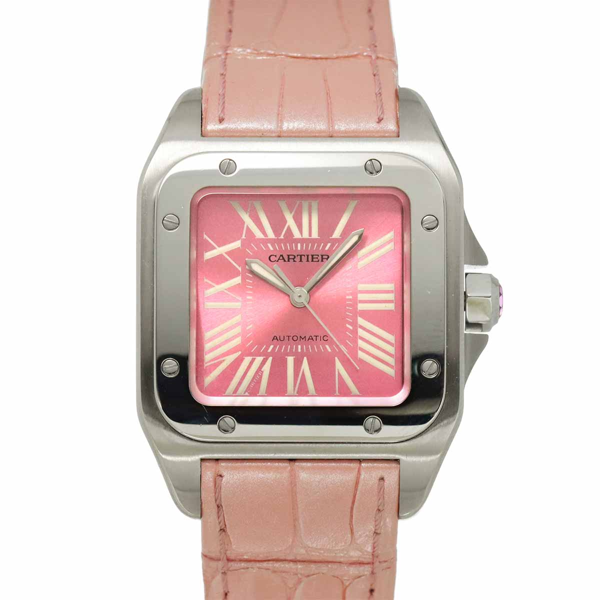 Cartier サントス100 MM W20133X8 100周年記念モデル ボーイズ 腕時計 ピンク オートマ 自動巻き ウォッチ Santos 100 カルティエ 90305892