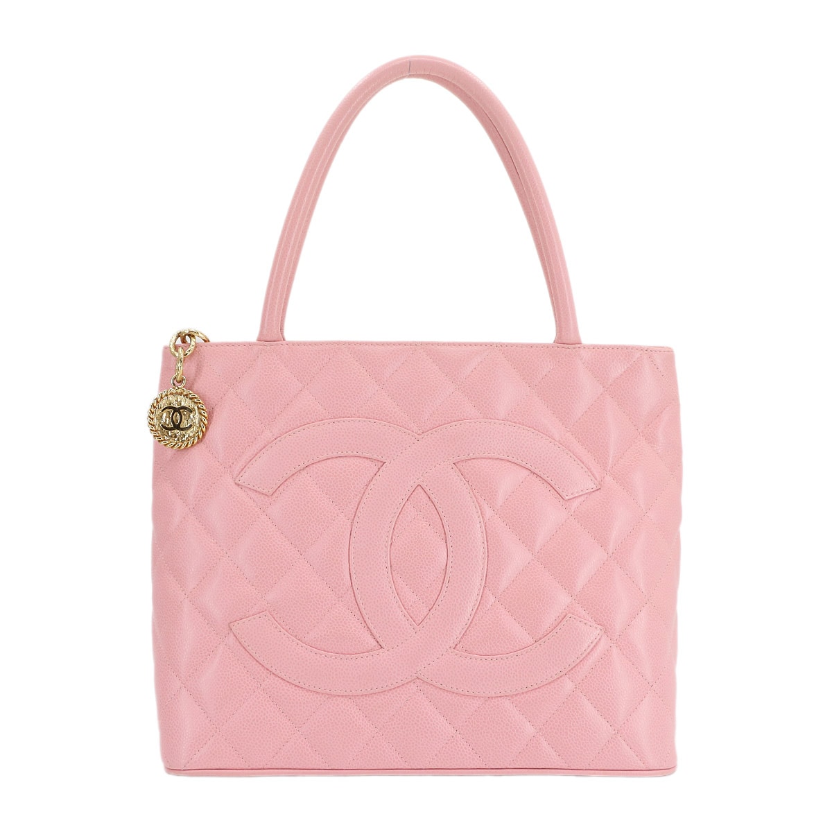 CHANEL 復刻トート バッグ キャビアスキン ピンク A01804 ゴールド 金具 ヴィンテージ Medallion Tote Bag シャネル 90304781