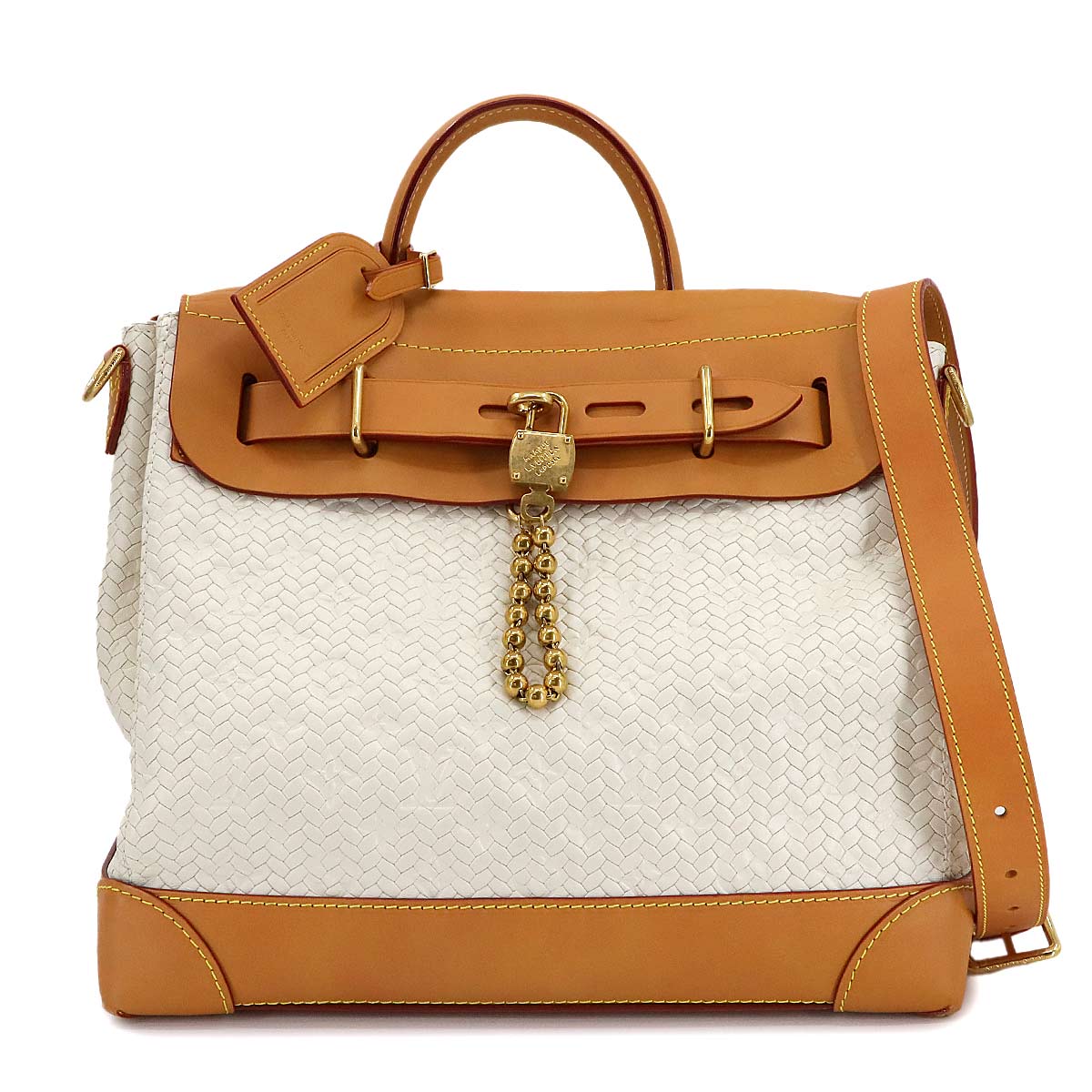 LOUIS VUITTON スティーマー 30 2way ハンド ショルダー バッグ レザー オフホワイト M14743 RFID Steamer 30 ルイ ヴィトン 90306568