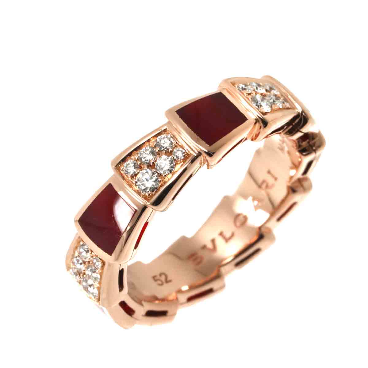 BVLGARI セルペンティ ヴァイパー #52 リング カーネリアン ダイヤ K18 PG ピンクゴールド 750 指輪 Serpenti Ring ブルガリ 90304308
