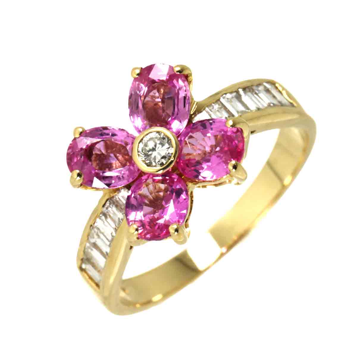 Ponte Vecchio 11.5号 リング サファイヤ 1.79ct ダイヤ 0.47ct K18 YG イエローゴールド 750 花 指輪 Ring ポンテヴェキオ 90304328