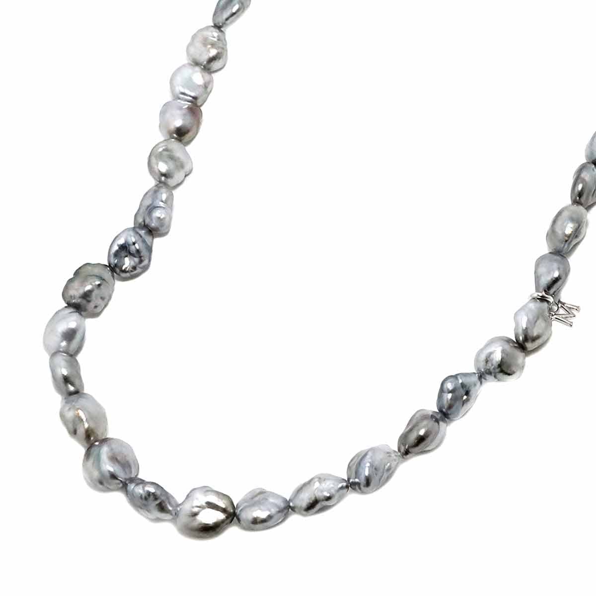 MIKIMOTO バロック真珠 ネックレス 41cm K18 WG ホワイトゴールド 750 パール Baroque Pearl Necklace ミキモト 90306830