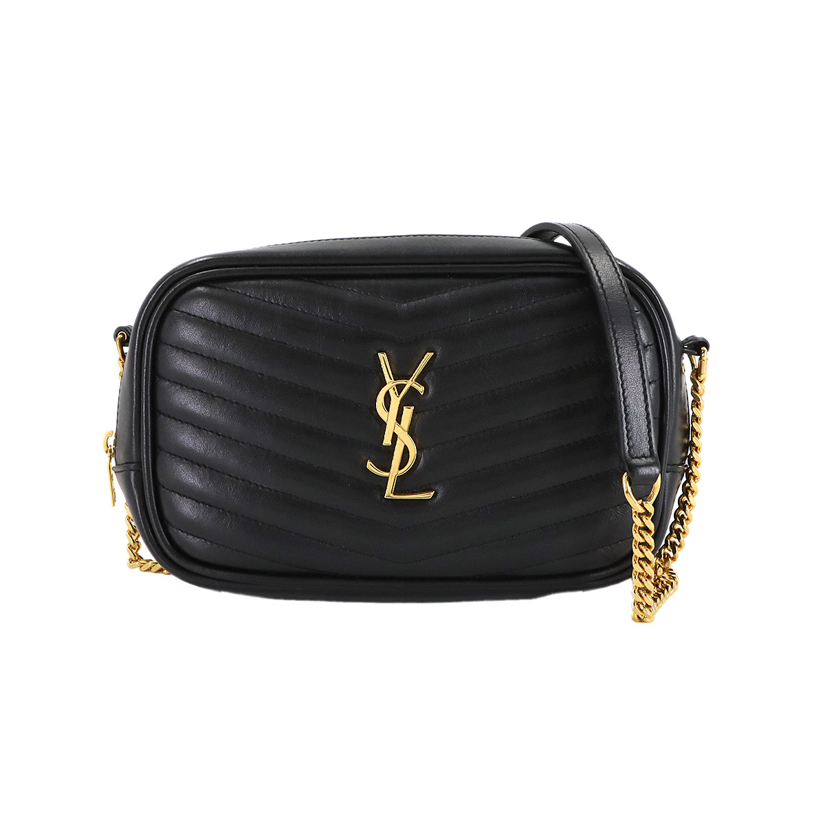 SAINT LAURENT ルー ミニ バッグ チェーン ショルダー バッグ レザー ブラック 748849 Lou Mini Bag サンローラン 90306006