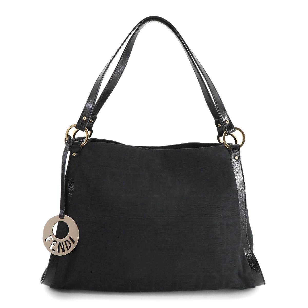 FENDI ズッカ ショルダー バッグ キャンバス レザー ブラック 8BR652 ゴールド 金具 Zucca Shoulder Bag フェンディ 90306137