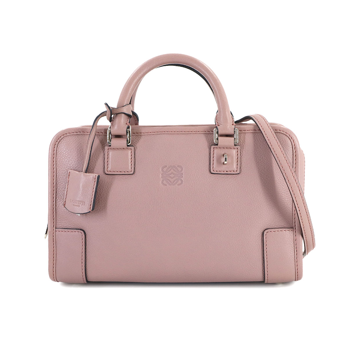 LOEWE アマソナ 23 2way ハンド ショルダー バッグ レザー ピンク シルバー 金具 Amazona 23 ロエベ 90306566
