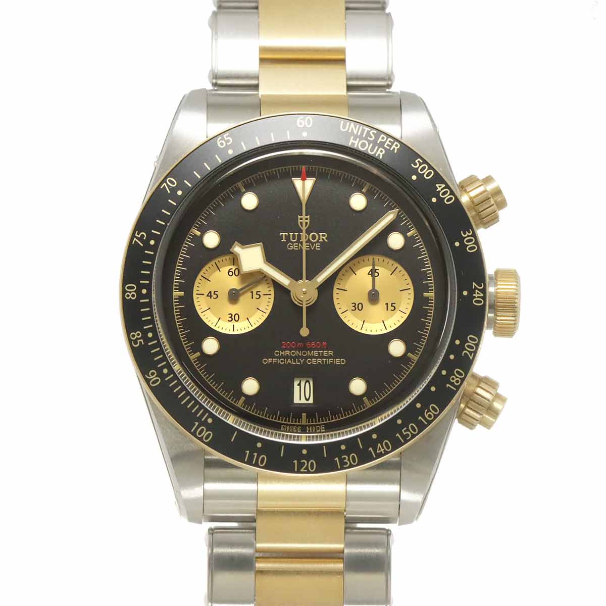 TUDOR ヘリテージ ブラックベイ クロノグラフ コンビ 79363N メンズ 腕時計 デイト ブラック YG イエローゴールド 自動巻き Heritage チューダー チュードル 90308845