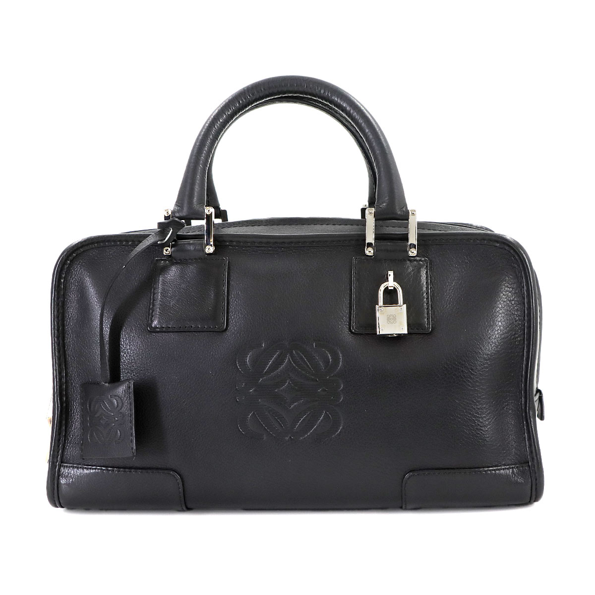 LOEWE アマソナ 36 ハンド バッグ レザー グレー ゴールド 金具