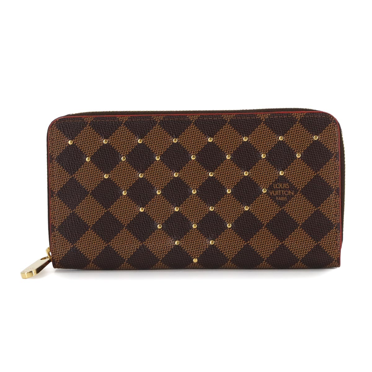 LOUIS VUITTON ダミエ ジッピー ウォレット ラウンドファスナー 長財布 エベヌ N60122 スタッズ Damier Zippy Wallet ルイ ヴィトン 90306163