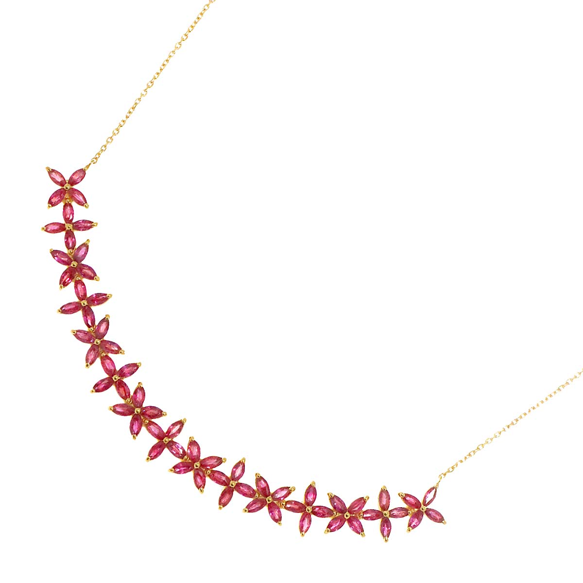 ルビー 3.91ct ネックレス 44cm K18 YG イエローゴールド 750 Ruby Necklace 90305107