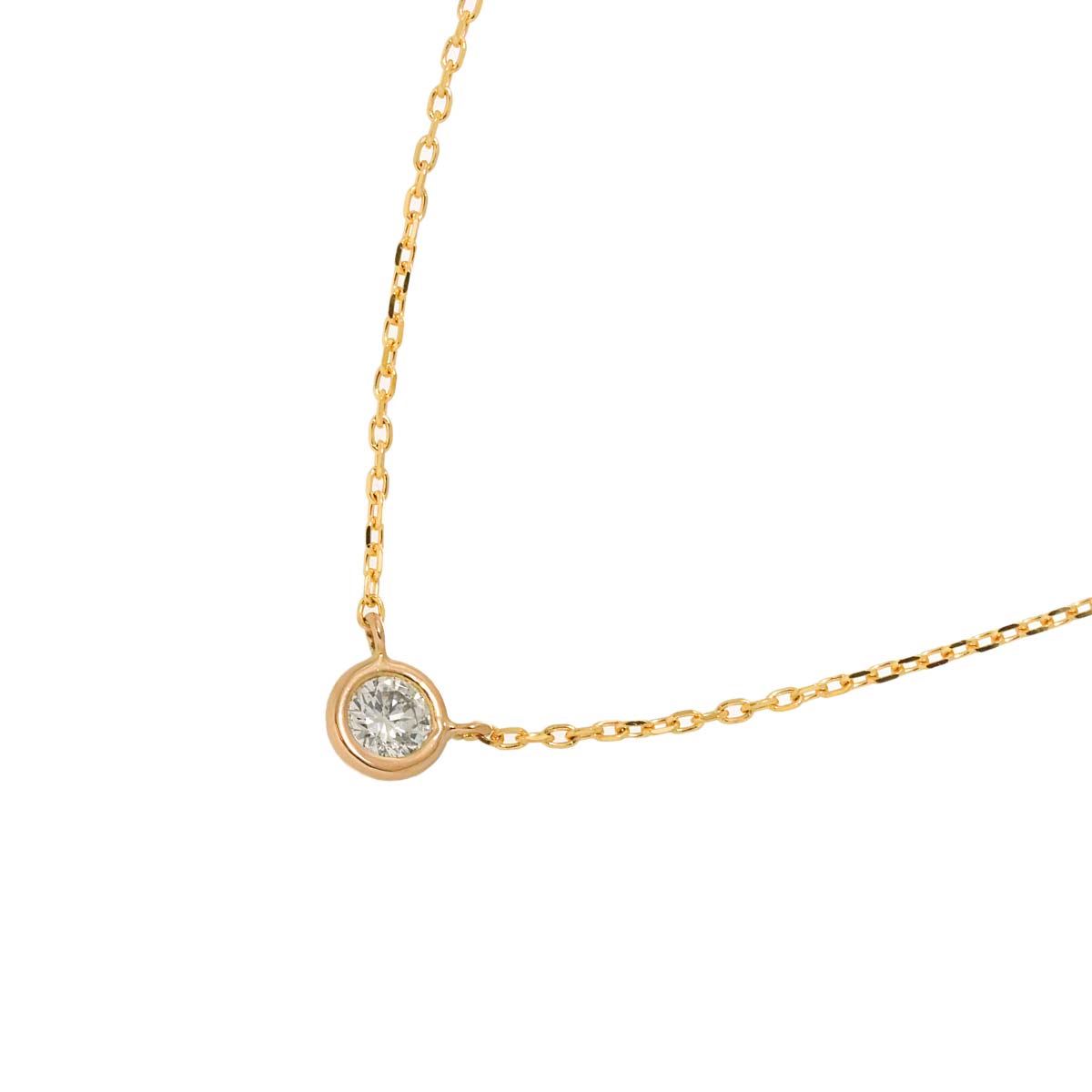 ダイヤ 0.10ct ネックレス 40cm K18 PG ピンクゴールド 750 Diamond Necklace 90305954