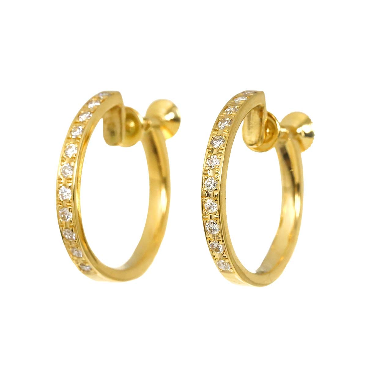 TASAKI ダイヤ 0.20ct×2 フープ イヤリング K18 YG イエローゴールド 750 パール 田崎真珠 Earrings タサキ 90305357