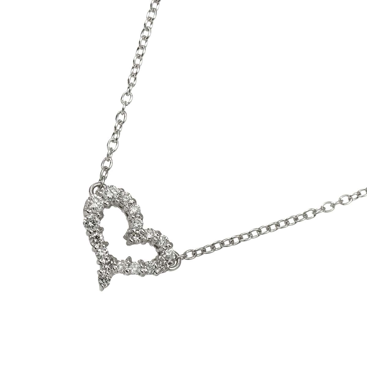 AHKAH ハート ダイヤ 0.18ct ネックレス 45cm K18 WG ホワイトゴールド 750 Diamond Necklace アーカー 90305368