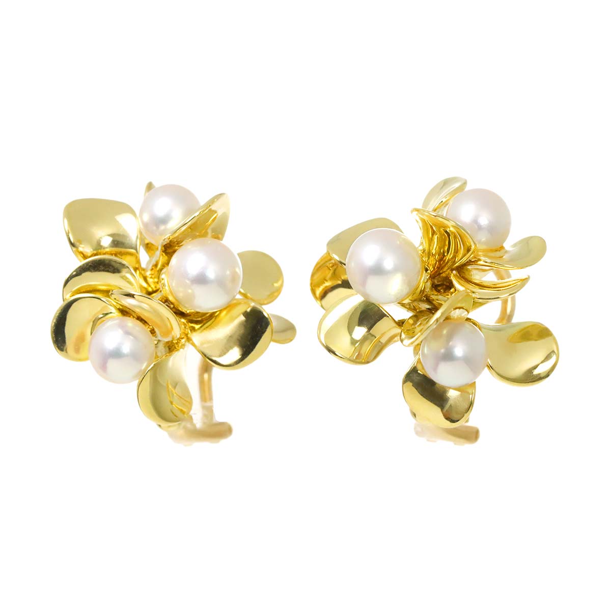 MIKIMOTO アコヤ真珠 5.1-4.6mm イヤリング K18 YG イエローゴールド 750 パール Earrings ミキモト 90305497