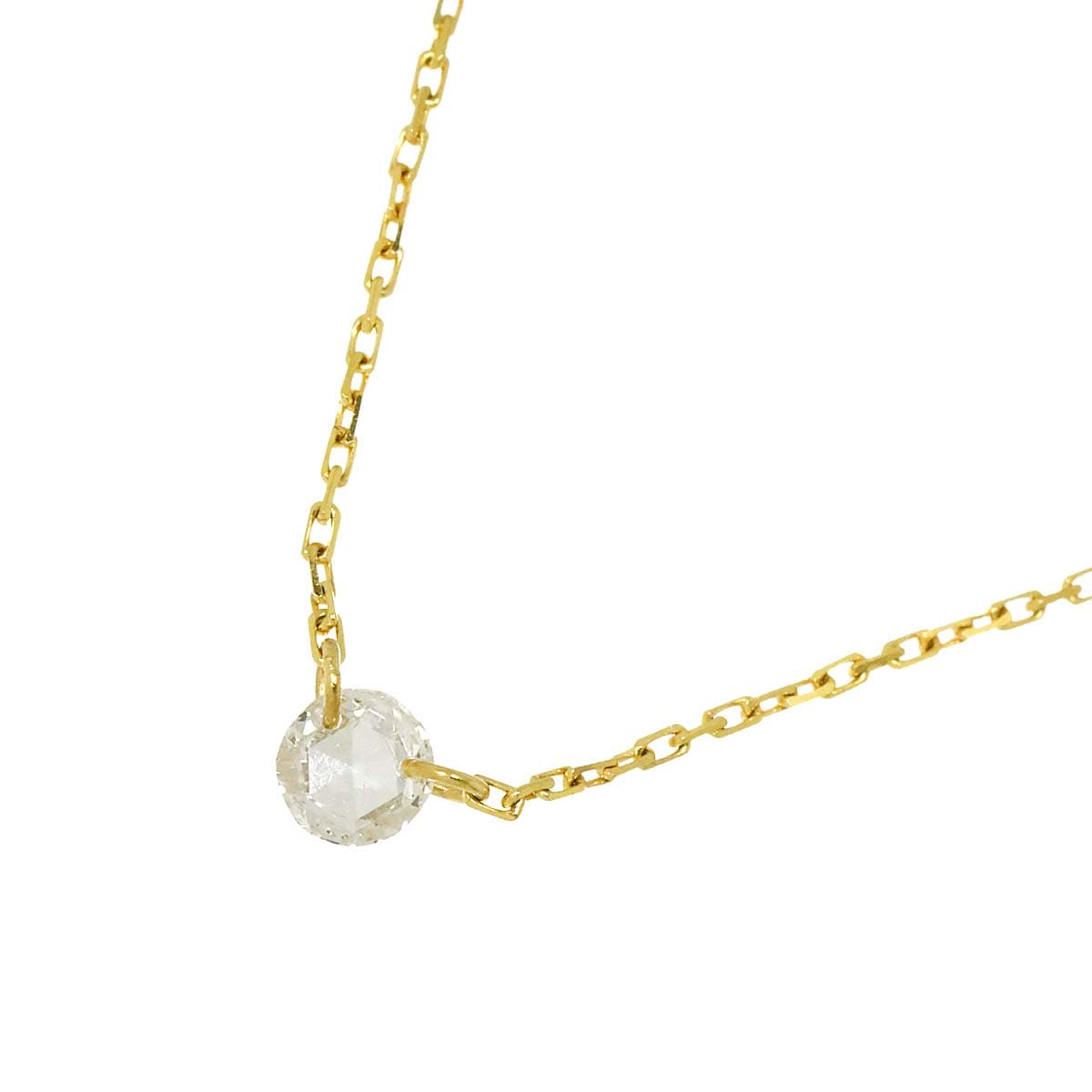agete ダイヤ 0.07ct ネックレス 40cm K18 YG イエローゴールド 750 Diamond Necklace アガット 90305548