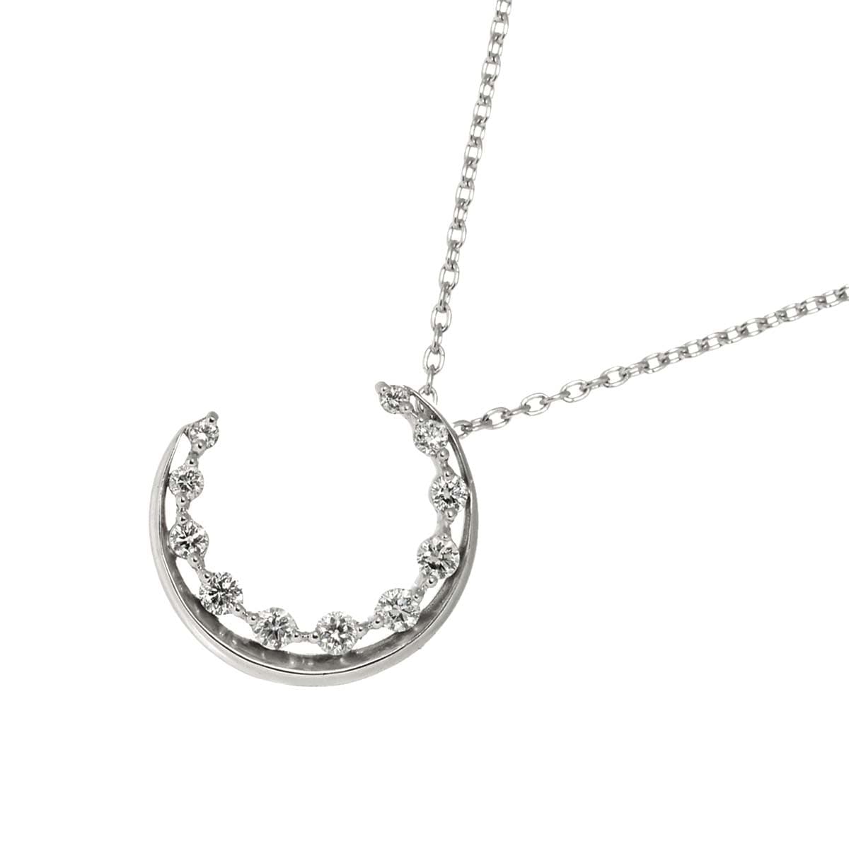Star Jewelry ダイヤ ネックレス 45cm K18 WG ホワイトゴールド 750 月 Diamond Necklace スタージュエリー 90305595