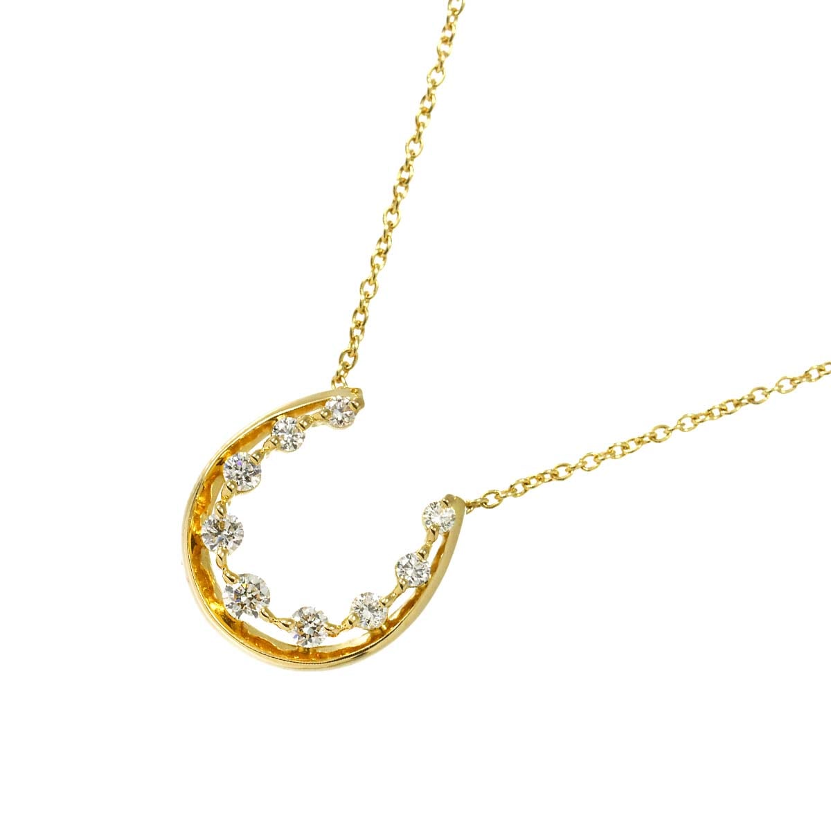 Star Jewelry ホースシュー ダイヤ 0.18ct ネックレス 45cm K18 YG イエローゴールド 750 Diamond Necklace スタージュエリー 90305596