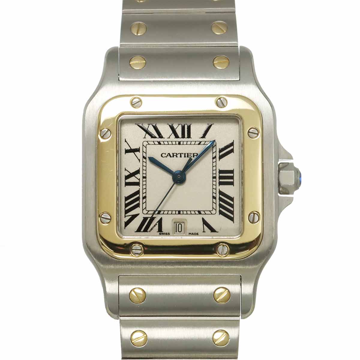 Cartier サントスガルベLM W20011C4 コンビ メンズ 腕時計 デイト K18YG イエローゴールド クォーツ ウォッチ Santos Galbee カルティエ 90301376