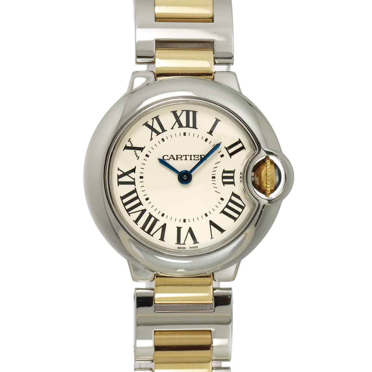 Cartier バロンブルー SM コンビ W69007Z3 レディース 腕時計 シルバー YG イエローゴールド クォーツ ウォッチ Ballon bleu カルティエ 90301979