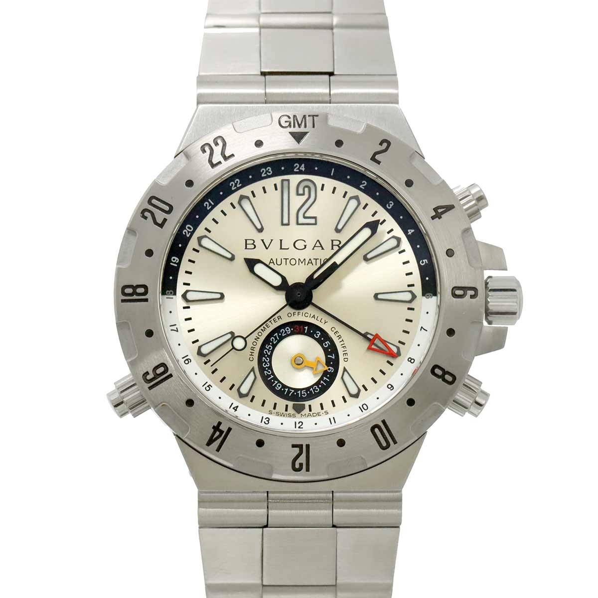 BVLGARI ディアゴノ プロフェッショナルGMT メンズ 腕時計 GMT40S シルバー オートマ 自動巻き Diagono ProfessionalGMT ブルガリ 90303520