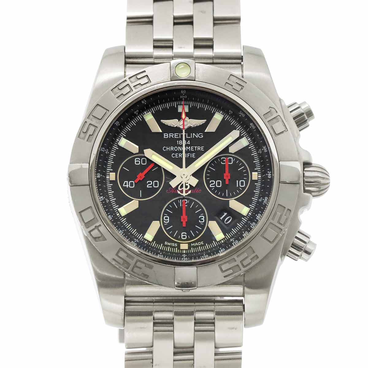 BREITLING クロノマット44 AB0111 クロノグラフ メンズ 腕時計 限定2000本 デイト ブラック オートマ 自動巻き ウォッチ  Chronomat 44 ブライトリング 90307661