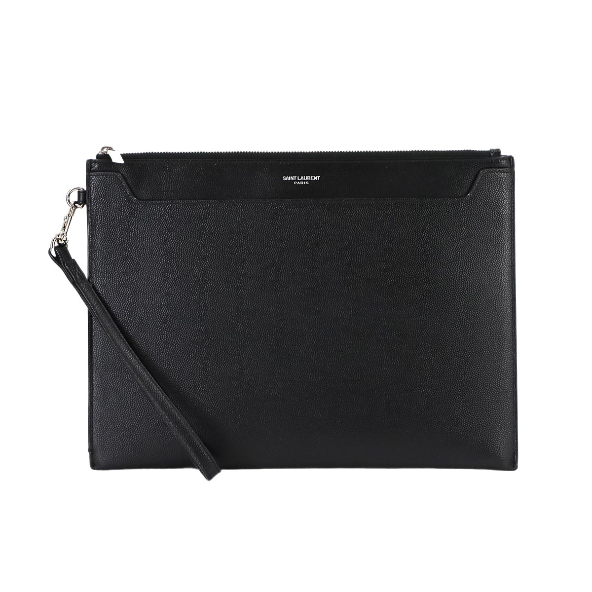 SAINT LAURENT キャサリン タブレット ホルダー クラッチ バッグ レザー ブラック 608060 シルバー 金具 Clutch Bag サンローラン 90306066