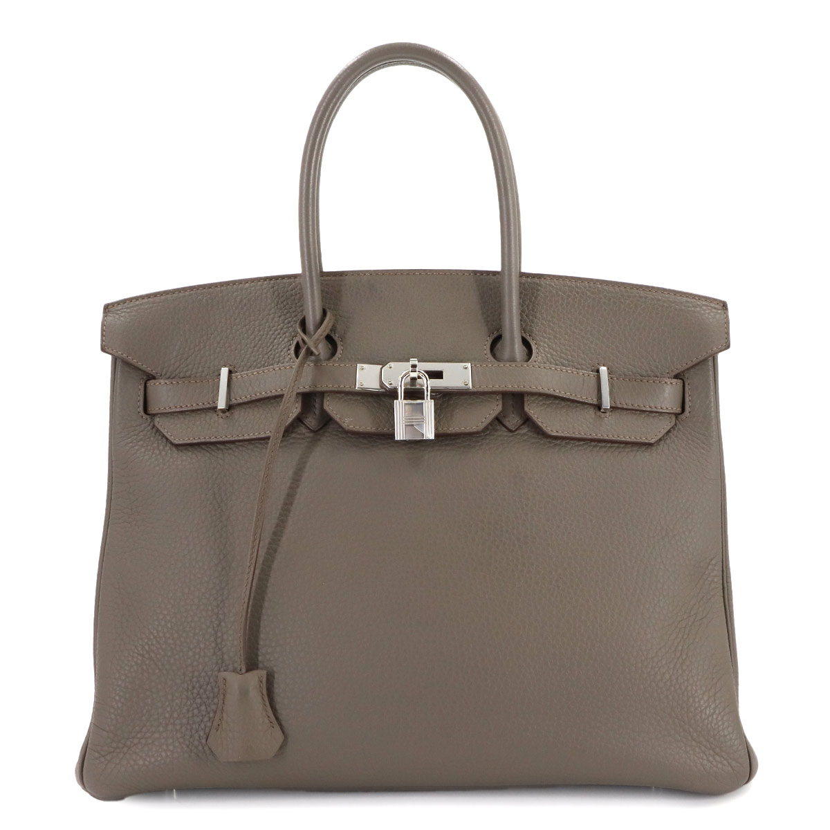 HERMES バーキン35 トリヨンクレマンス エタン ハンド バッグ □Q刻印 シルバー 金具 Birkin エルメス 90308530