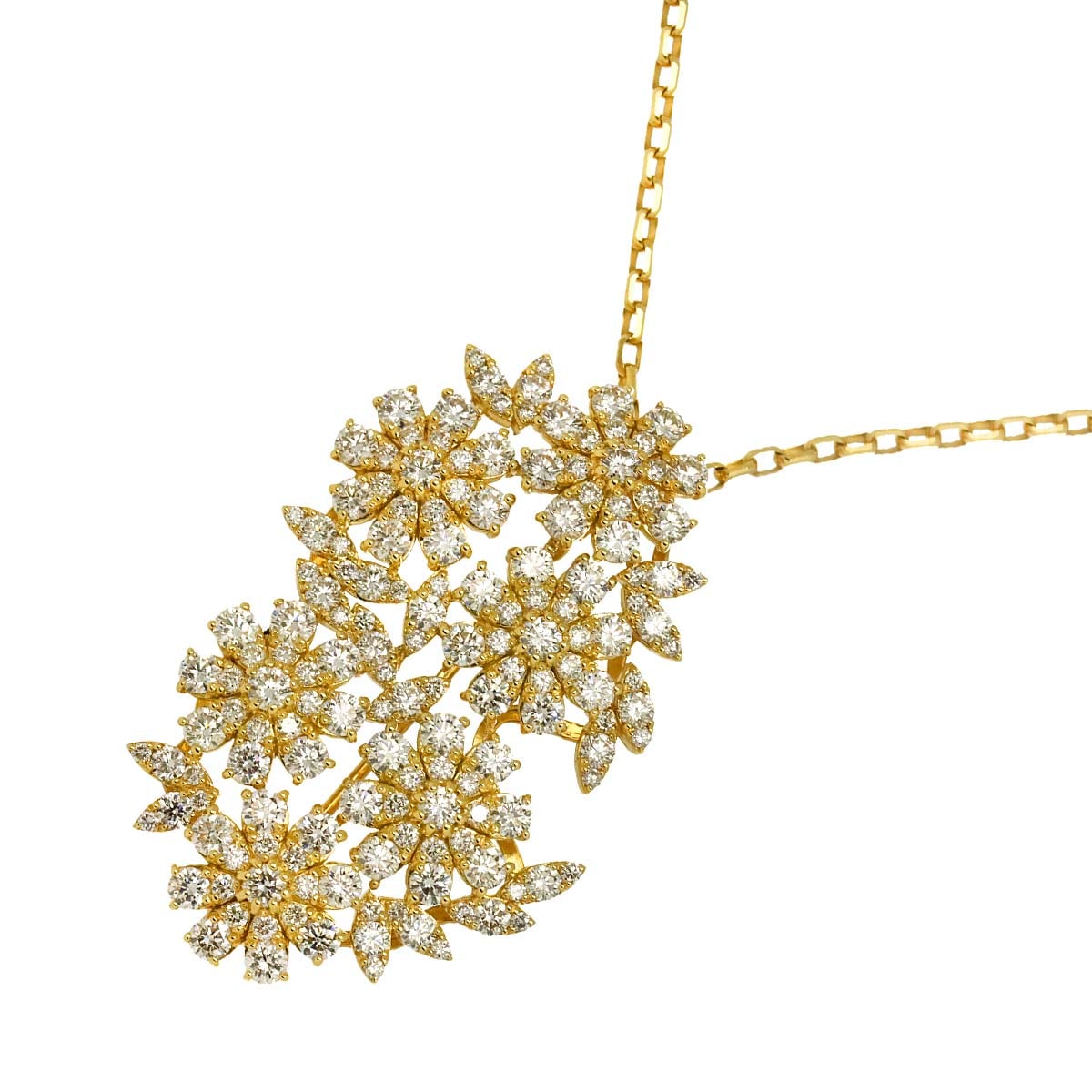 ダイヤ 5.00ct ネックレス ブローチ 64cm K18 YG イエローゴールド 750 Diamond Necklace 90306988