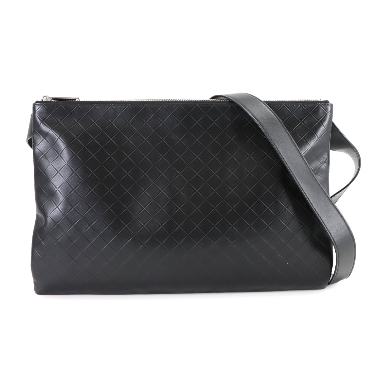 BOTTEGA VENETA トリオ メッセンジャー ショルダー バッグ レザー ブラック Trio Messenger Bag ボッテガ ヴェネタ 90306500