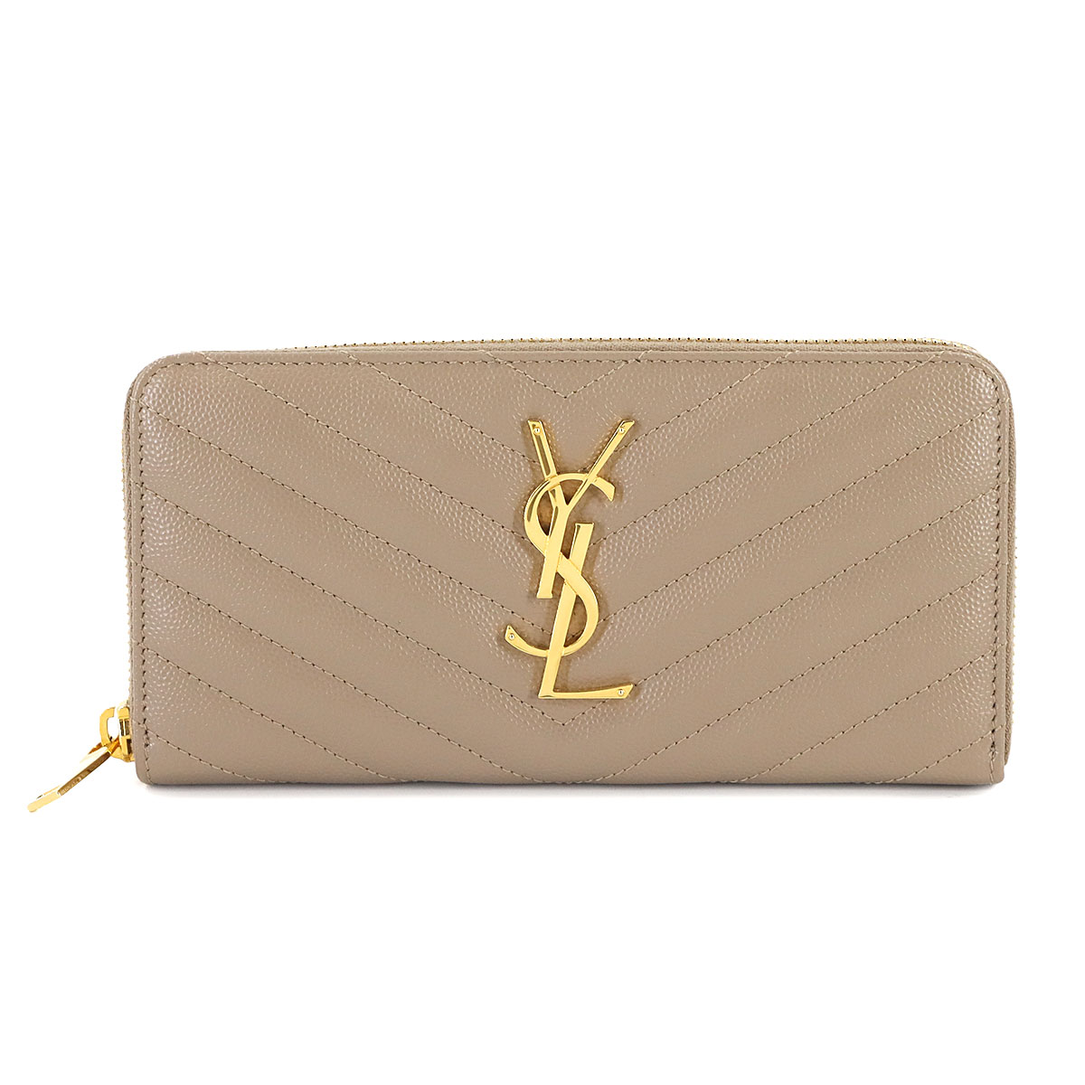 SAINT LAURENT モノグラム ラウンドファスナー 長財布 レザー ベージュ 358094 ゴールド 金具 Monogram Long Wallet サンローラン 90307573