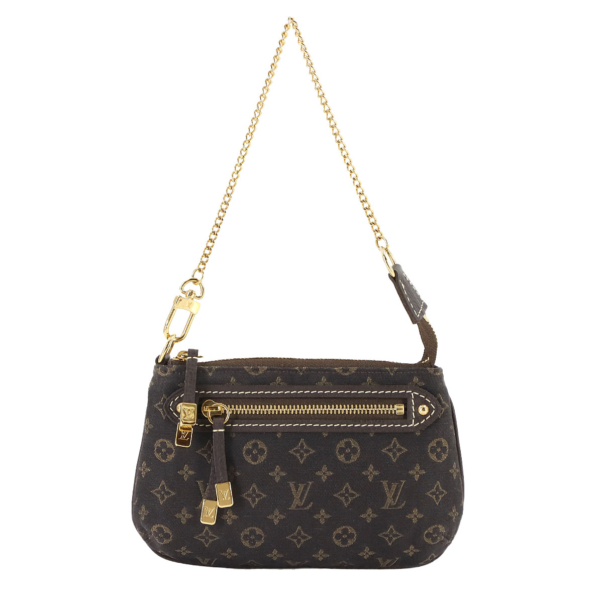 LOUIS VUITTON モノグラム ミニ ラン ポシェット アクセソワール ハンド バッグ レザー エベヌ M95668 ゴールド 金具 Pochette Accessoires ルイ ヴィトン 90308296