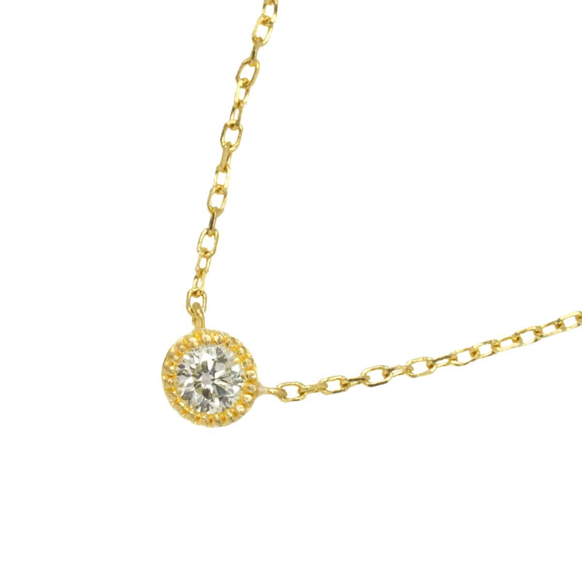 agete ダイヤ 0.10ct ネックレス 41cm K18 YG イエローゴールド 750 Diamond Necklace アガット 90306814
