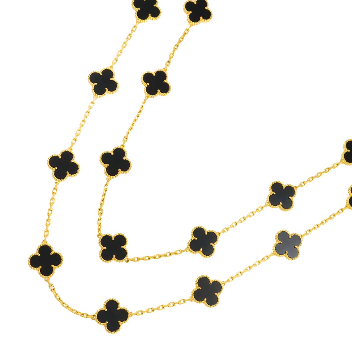 Van Cleef & Arpels ヴィンテージ アルハンブラ オニキス 20P ネックレス 85cm K18 YG 750 Necklace ヴァンクリーフ & アーペル 90308170
